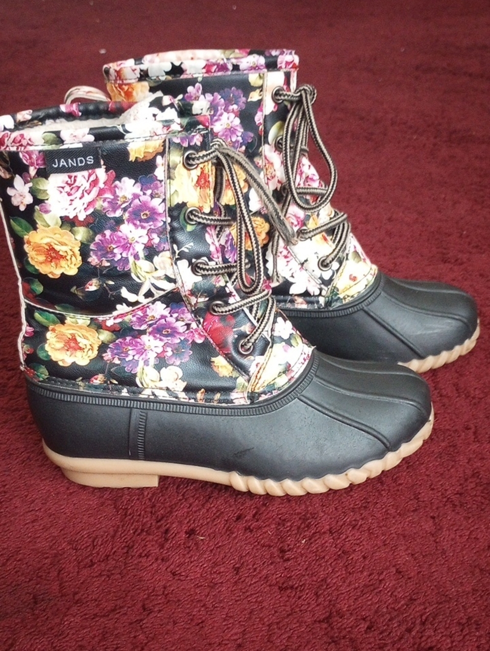 JANDS Girl's Youth Size 4 Floral Print Duck Boots